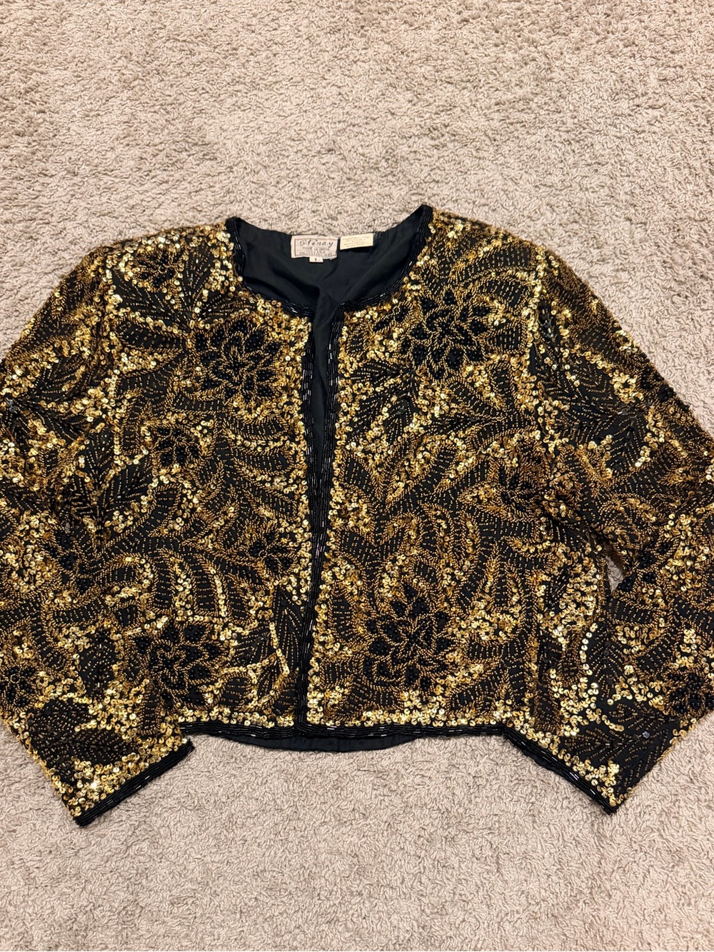 Stenay Black & Gold Sequin Cropped Blazer